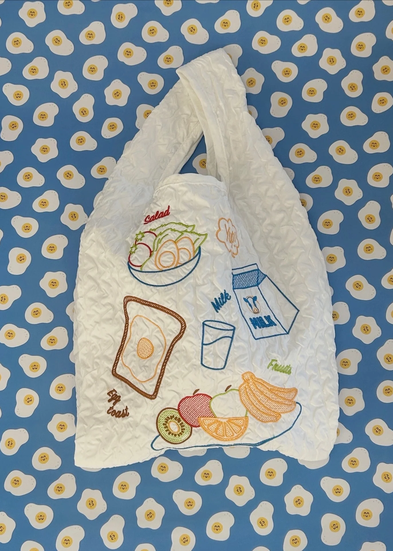 Breakfast Embroidered Shopping Bag - Image 2