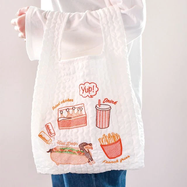 Breakfast Embroidered Shopping Bag - Image 3