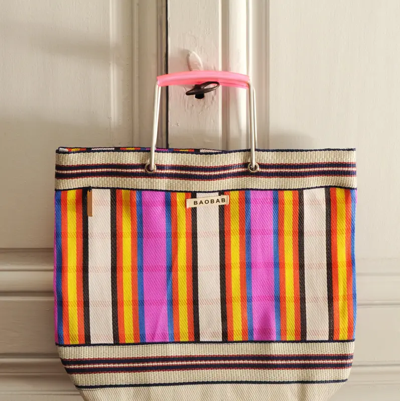 Cabas Nylon Striped Market Bag - Image 8