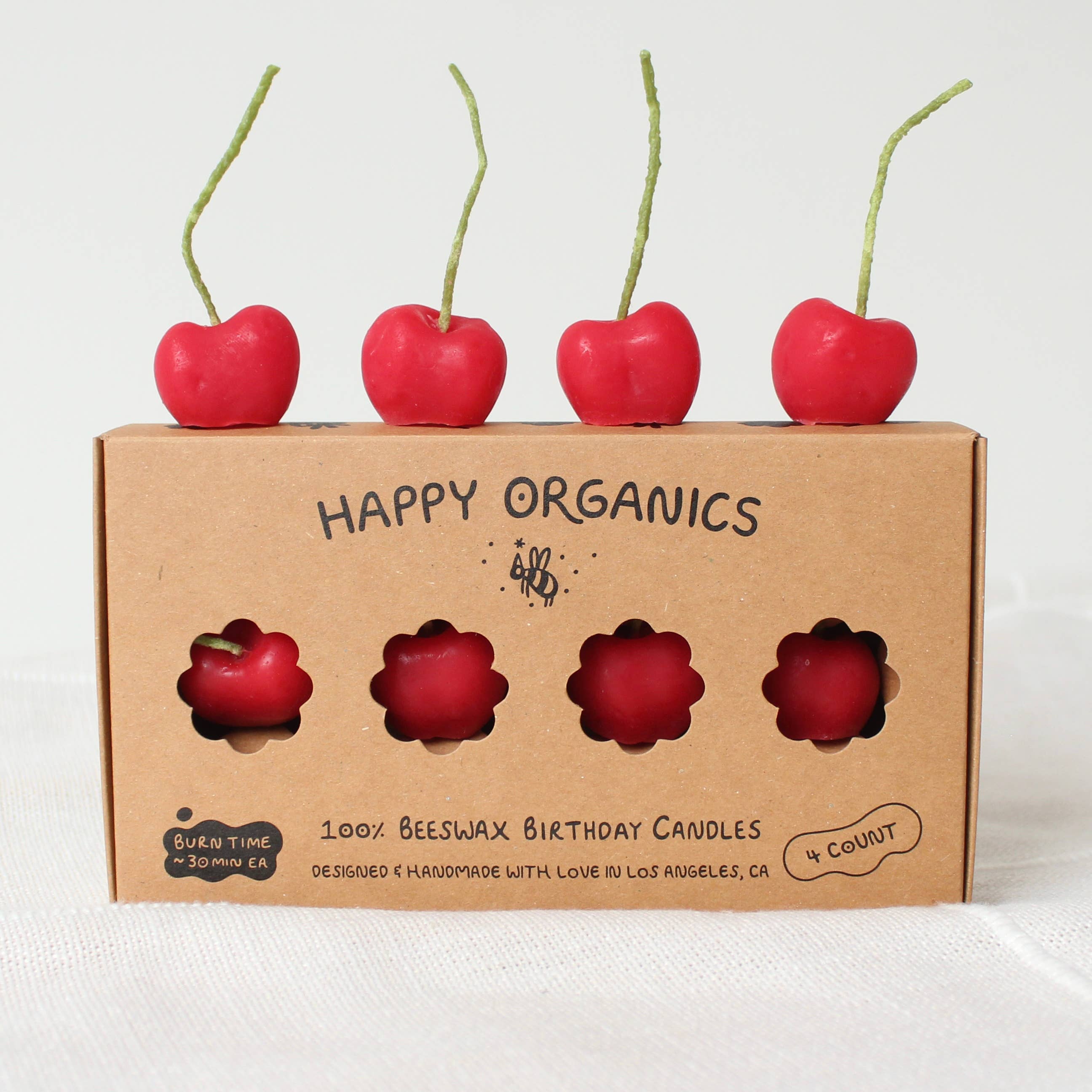 Cherry Beeswax Birthday Candles