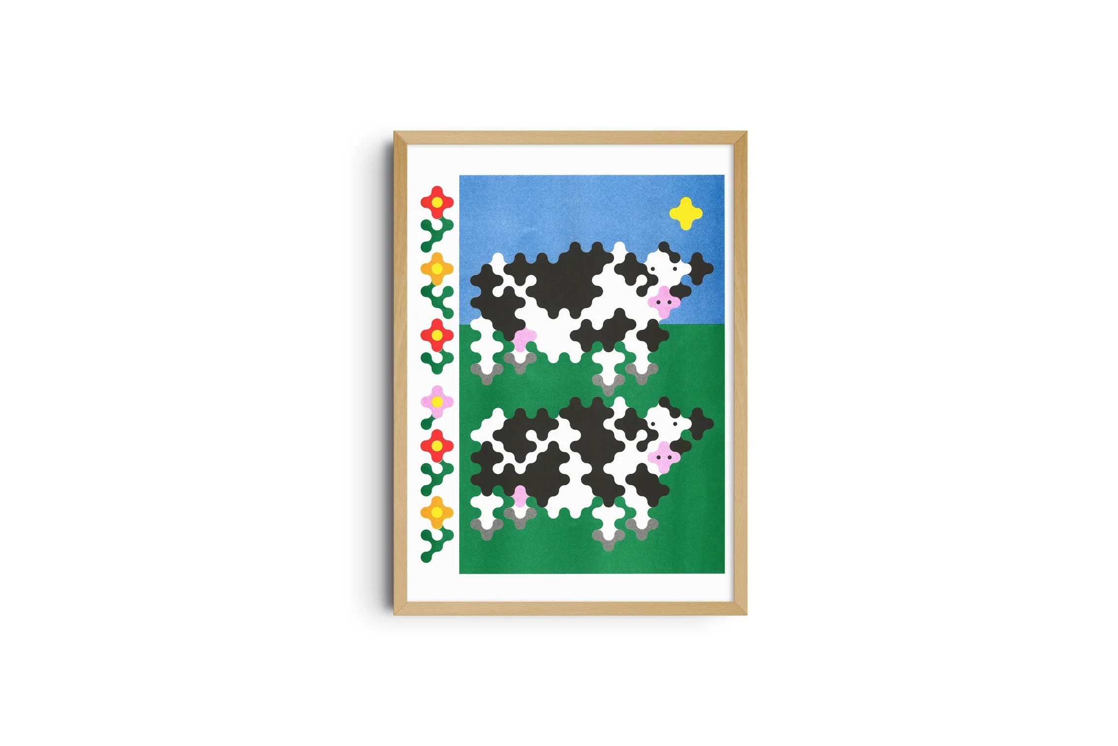 'Two Cows' Risograph Print - Image 2