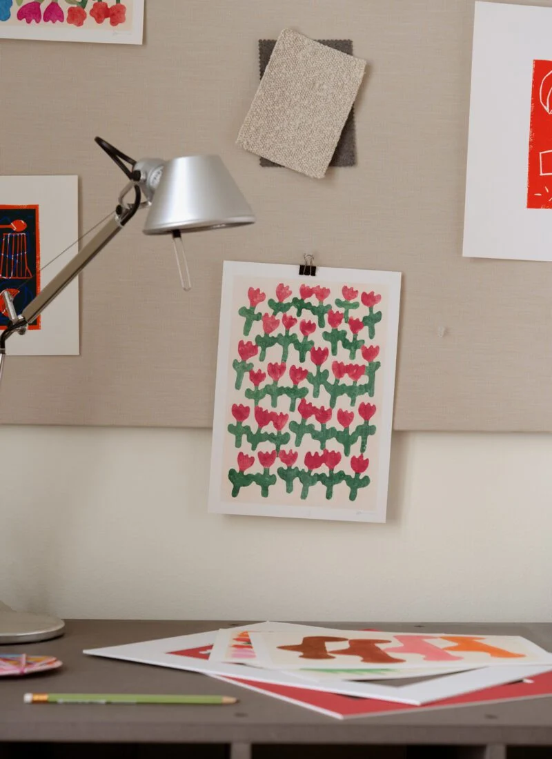 'Dancing Red Flowers' Art Print - Image 2