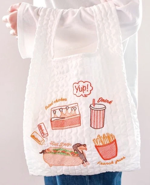 Fast Food Embroidered Shopping Bag - Image 3