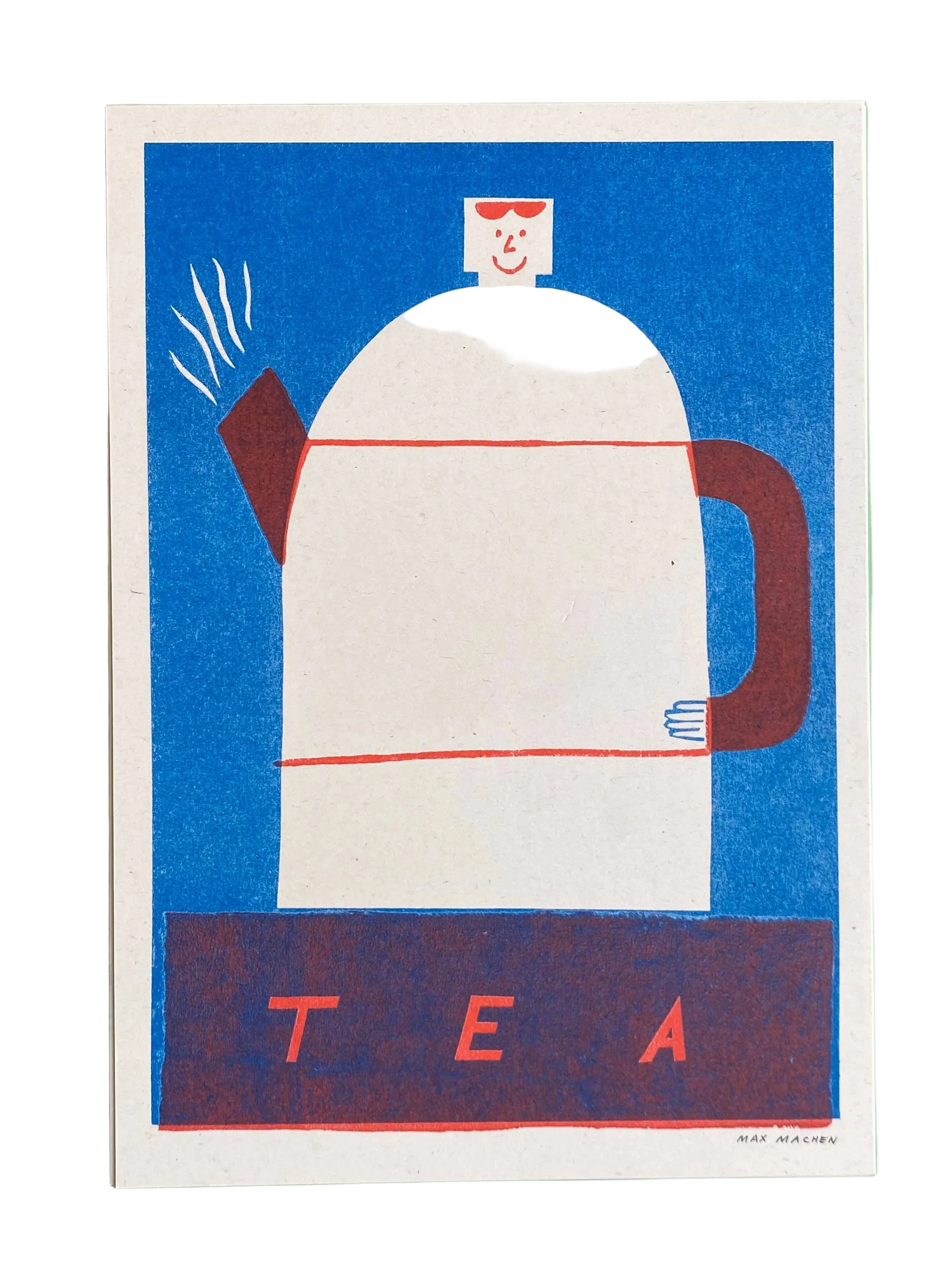 'Happy Tea Pot' Riso Art Print (A4)