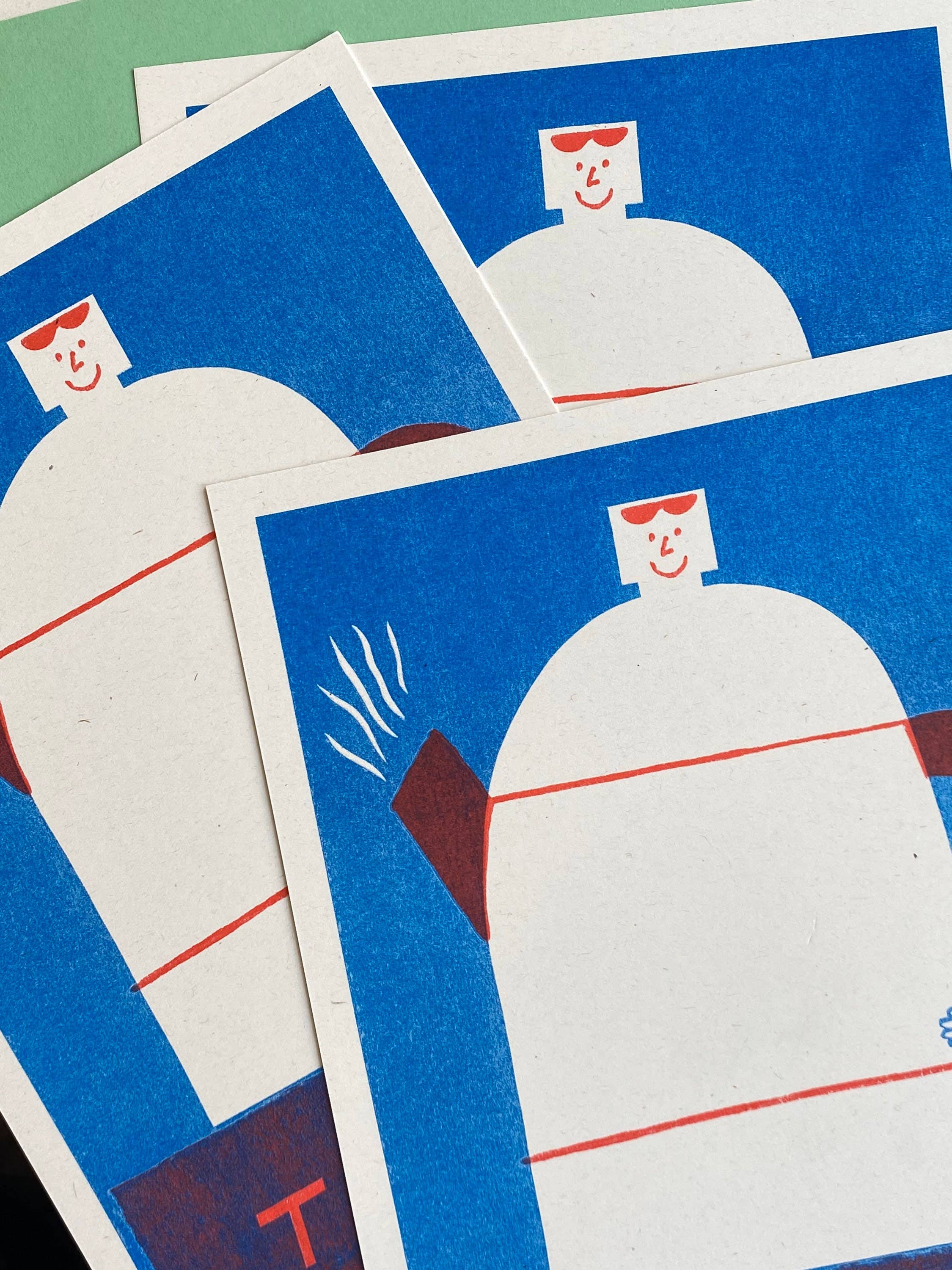 'Happy Tea Pot' Riso Art Print (A4) - Image 2