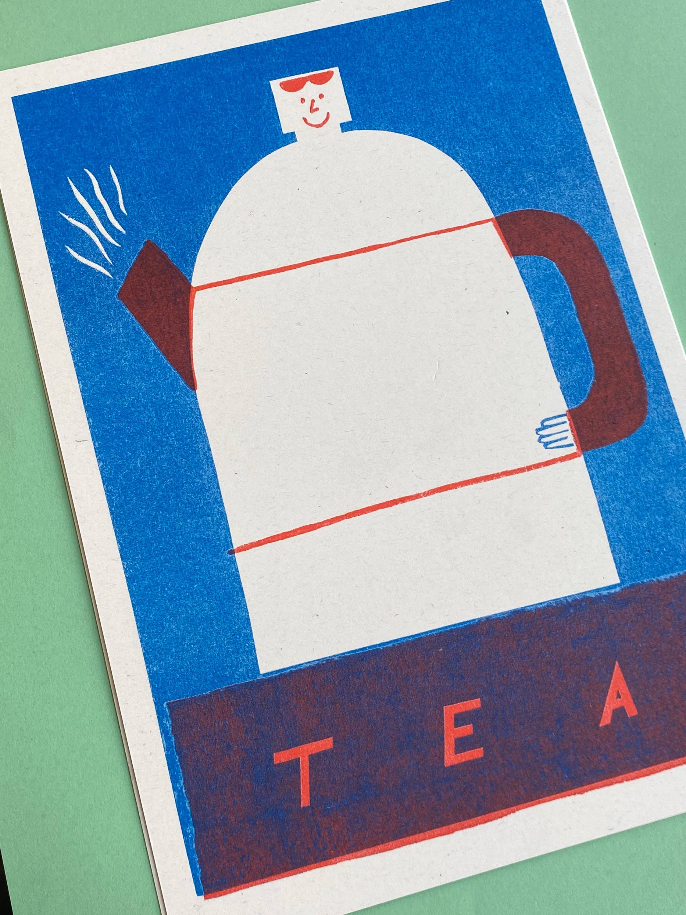 'Happy Tea Pot' Riso Art Print (A4) - Image 3