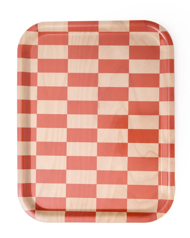Medium Birch Stretched Check Wood Tray - various colours - Image 3