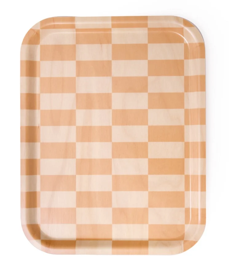 Medium Birch Stretched Check Wood Tray - various colours - Image 5