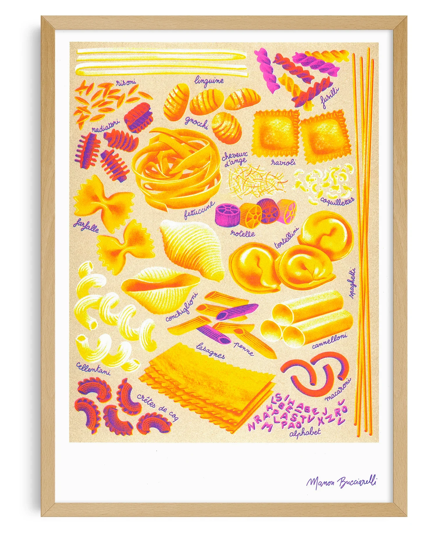 'Pâtes' Risograph Print