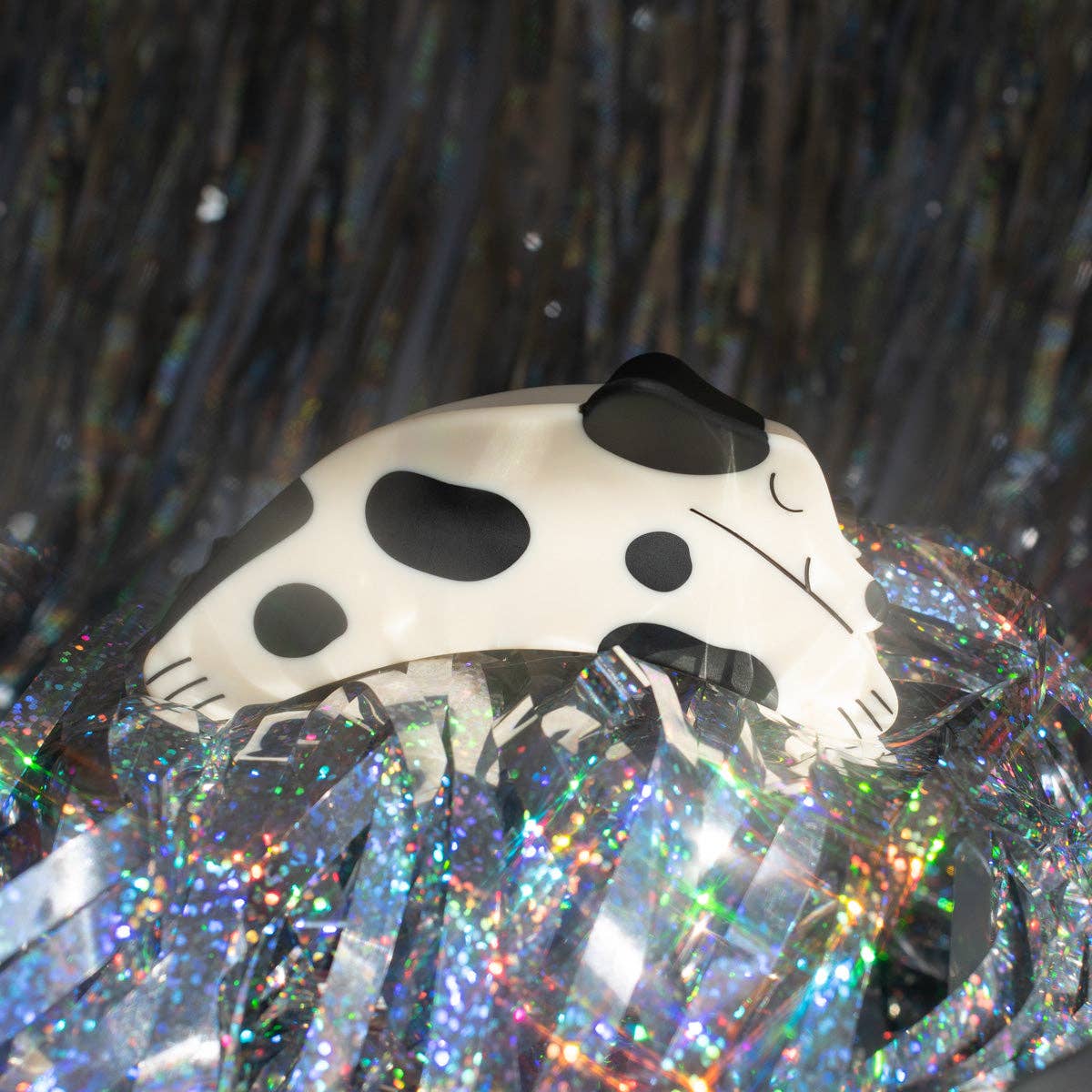 Black and White Spotted Puppy Hair Claw Clip - Image 6