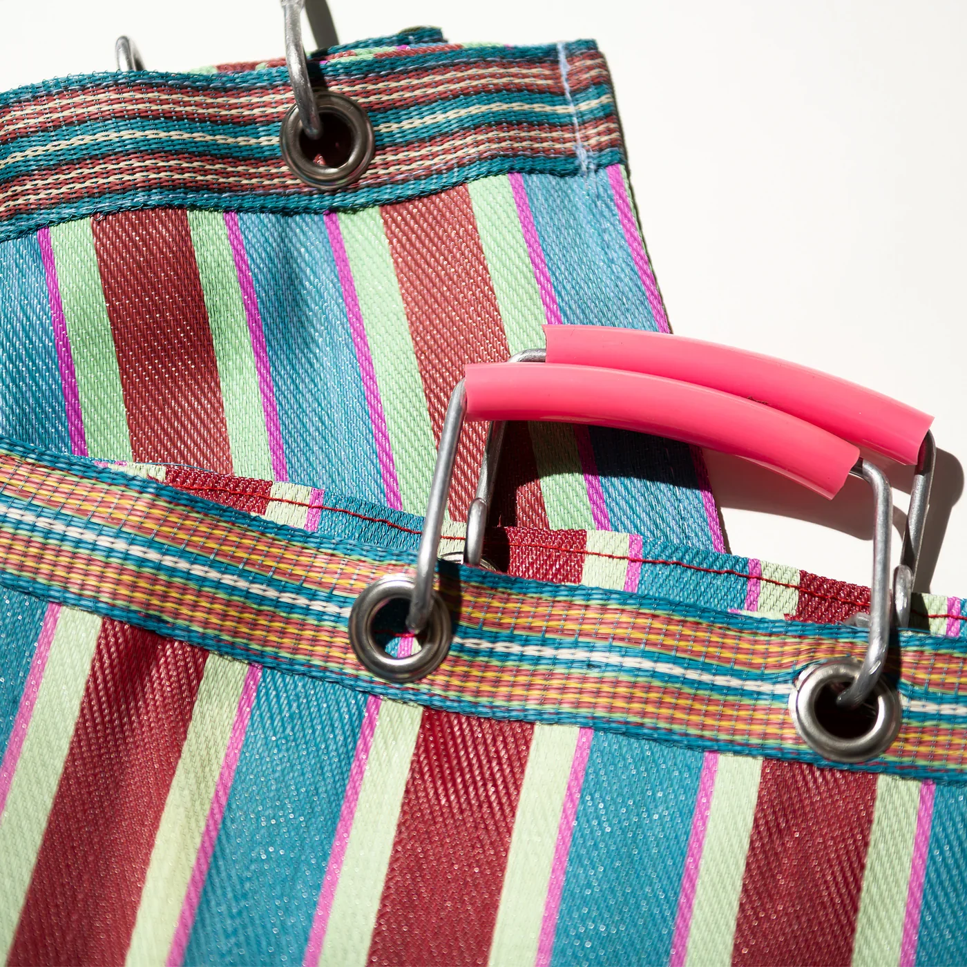 Recycled Plastic Striped Market Bag D15 - Image 5
