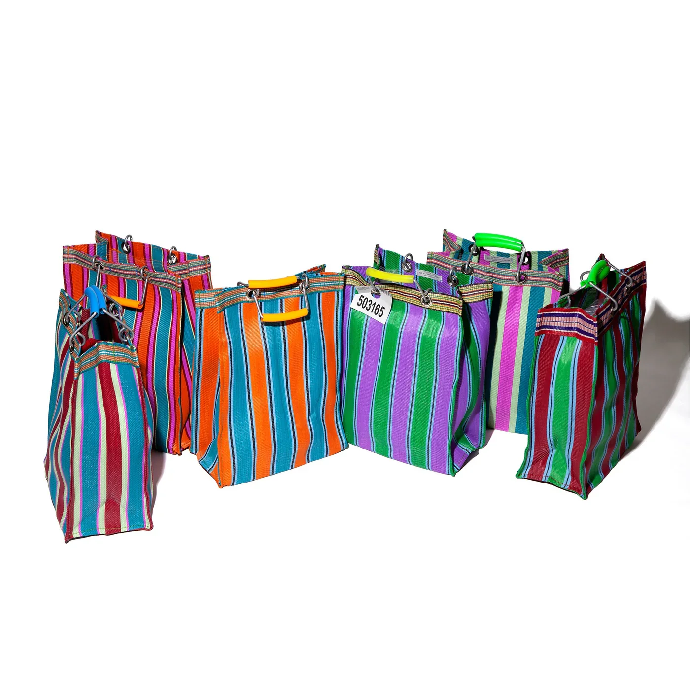 Recycled Plastic Striped Market Bag D15 - Image 6