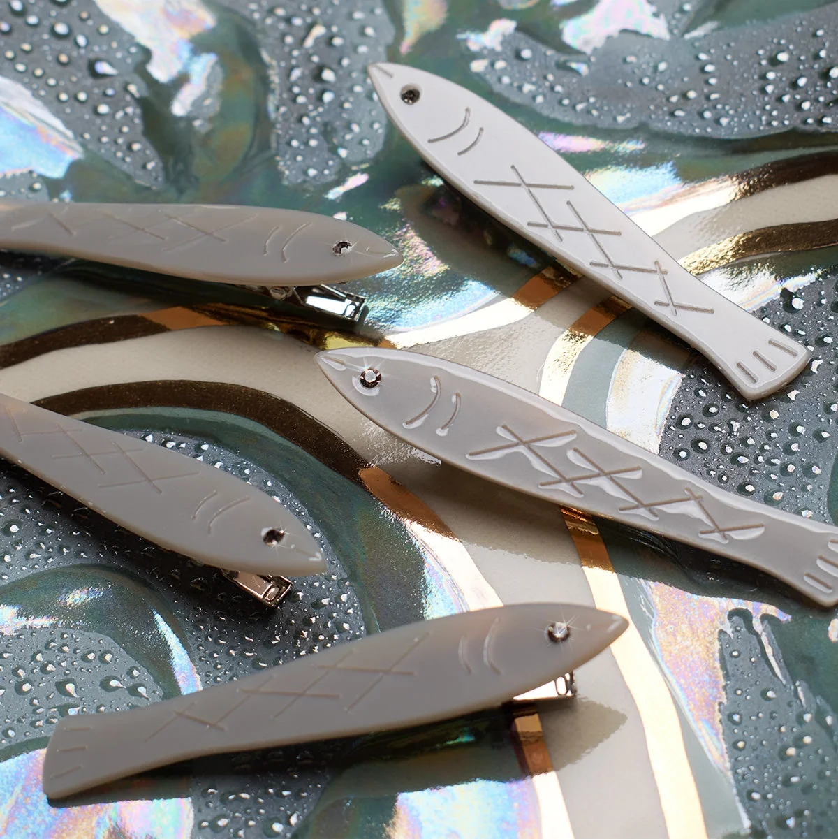 Silver Sardine Fish Hair Clip Set - Image 4
