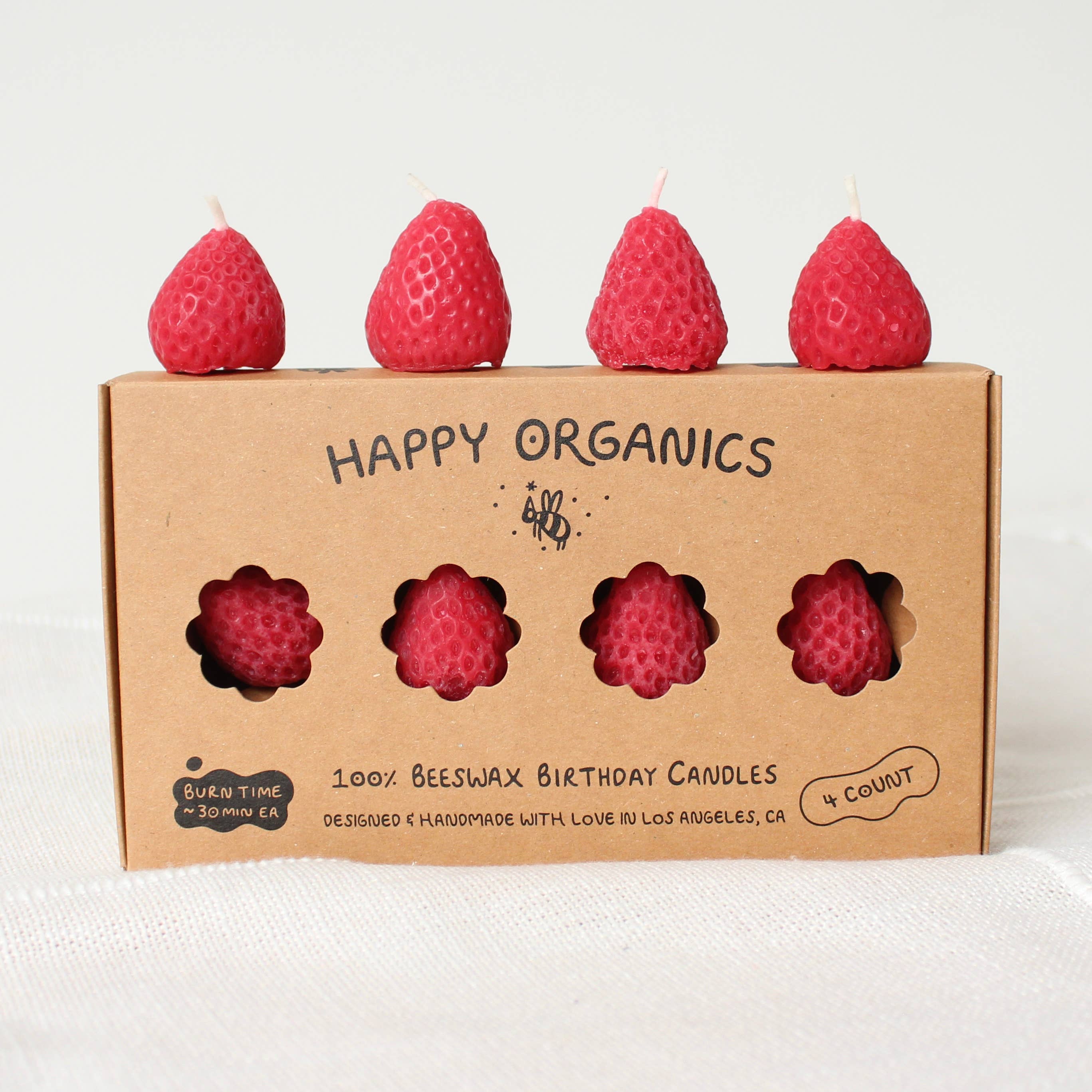 Strawberry Beeswax Birthday Candles
