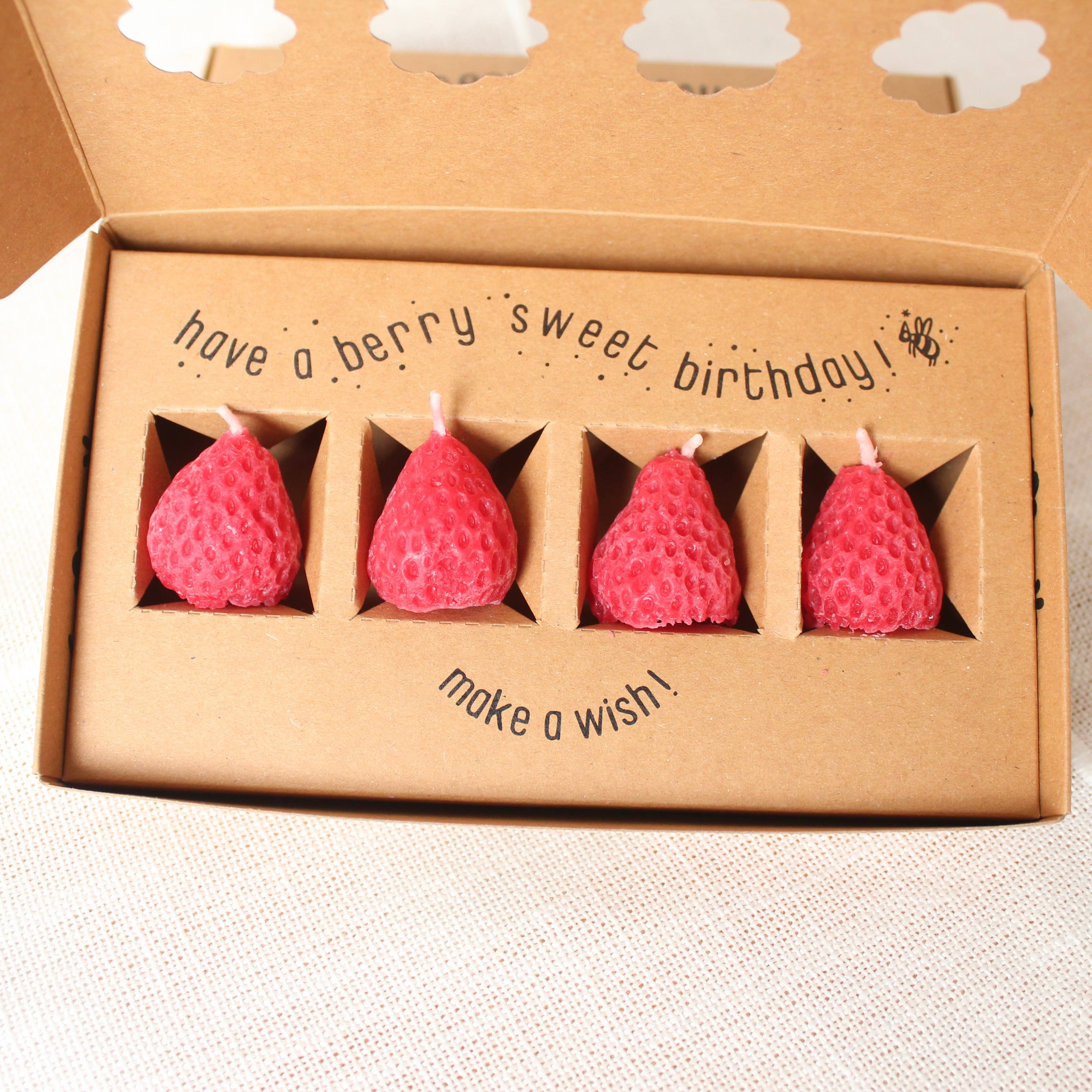 Strawberry Beeswax Birthday Candles - Image 2