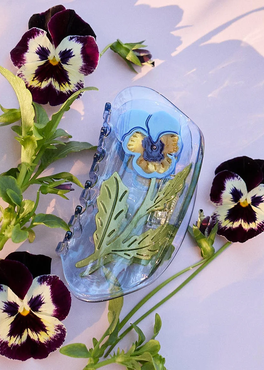 Violet Pansy Hair Claw Clip - Image 2