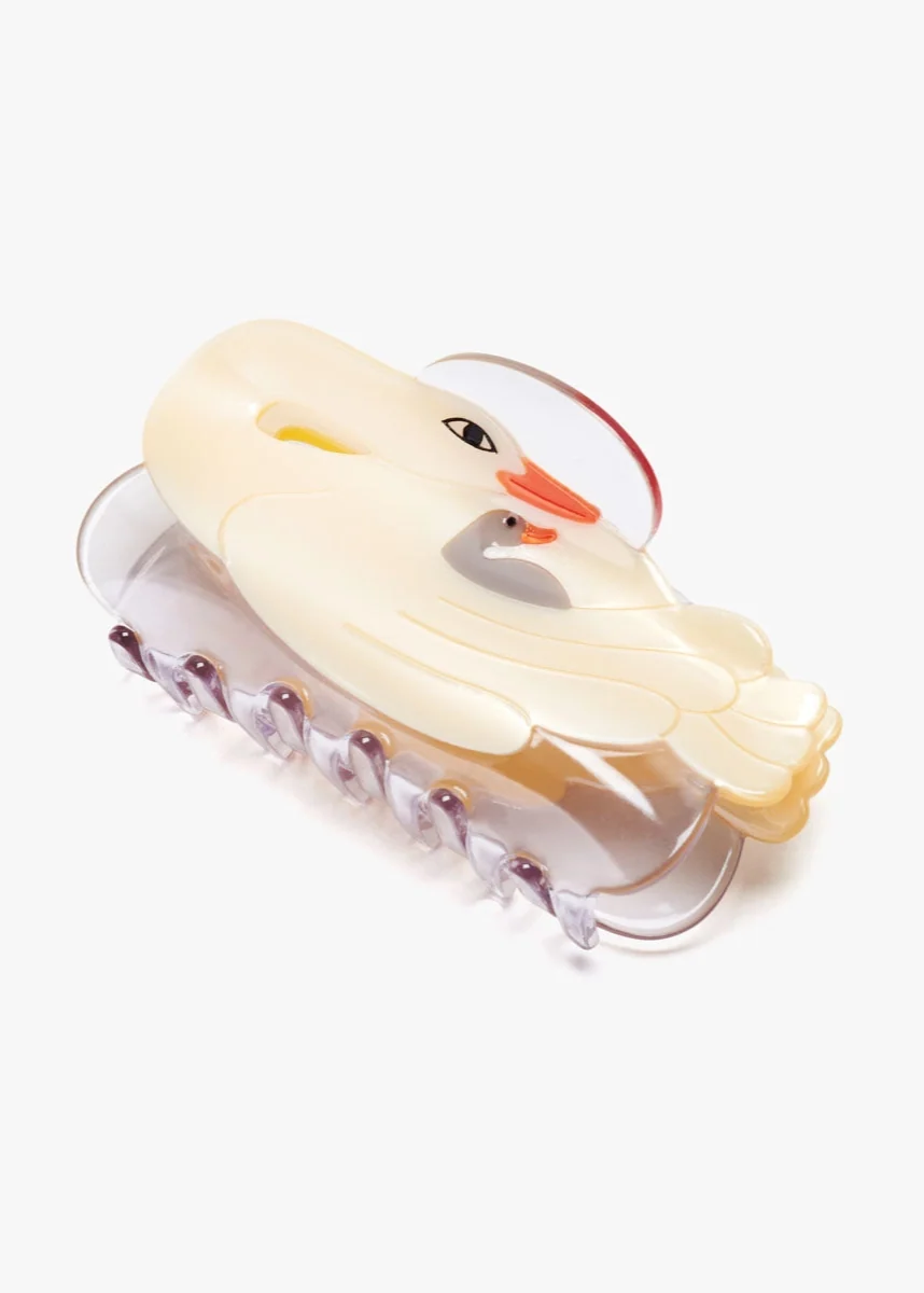 White Mother Swan & Cygnet Hair Claw